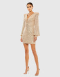 Sequined Structured Bishop Sleeve Mini Dress