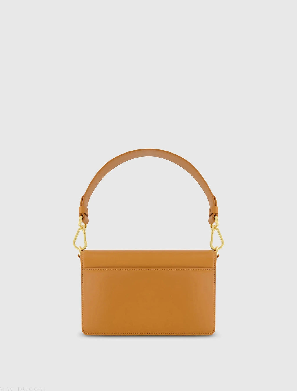 Brown Mini Leather Shoulder Handbag With Gold Hardware