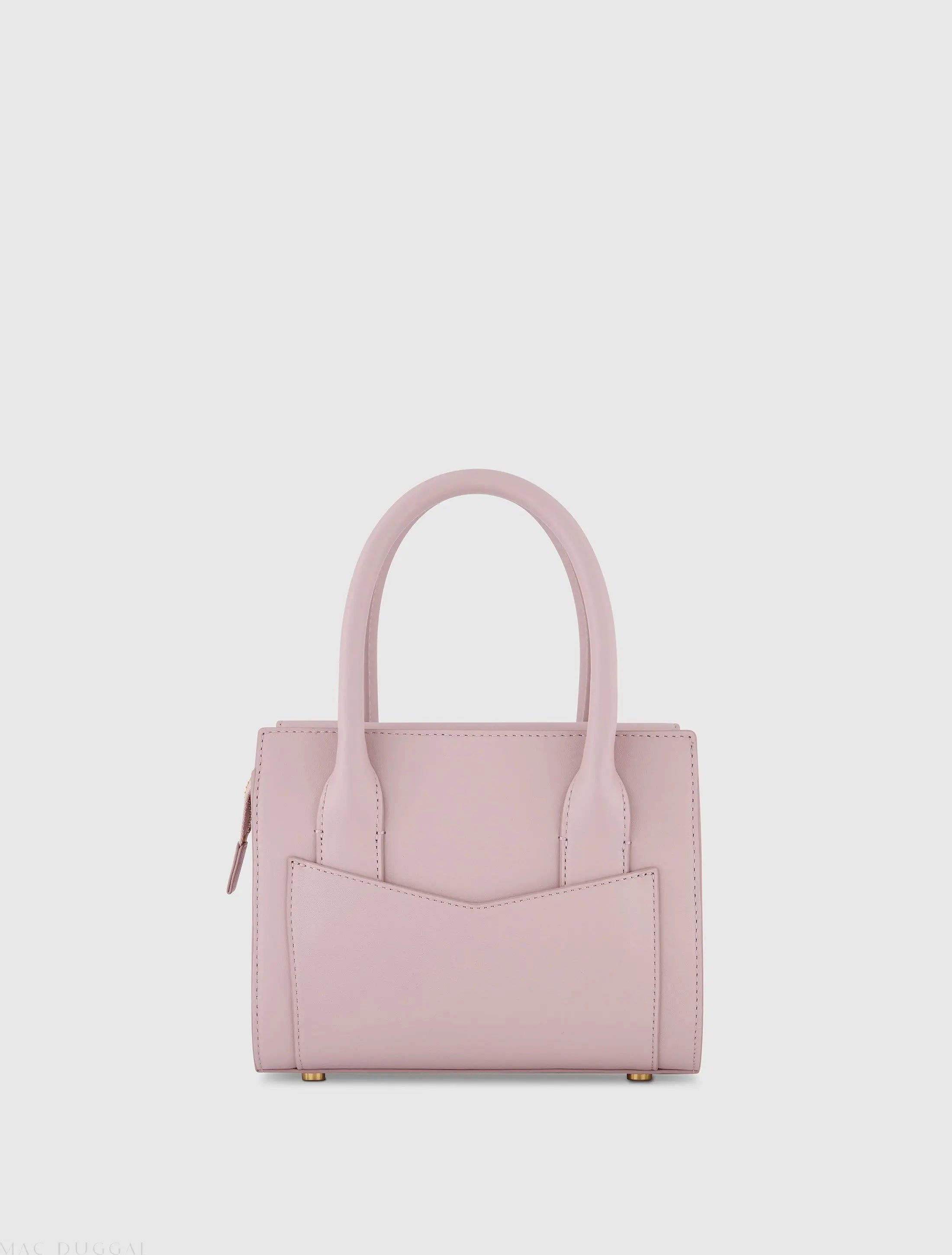 Purple Small Leather Tote Bag With Gold Hardware